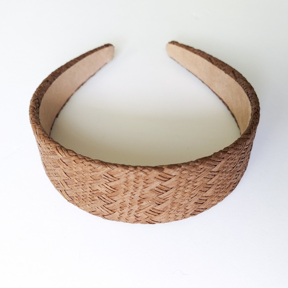 Wide Straw Headband - Brown